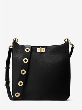Michael Kors Sullivan Messenger Black Pebbled Leather Crossbody Bag + Dust Bag